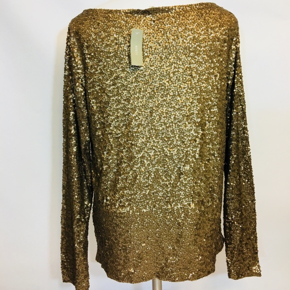 J. Crew women SZ M shimmer sequin long sleeve tee - Picture 3 of 8